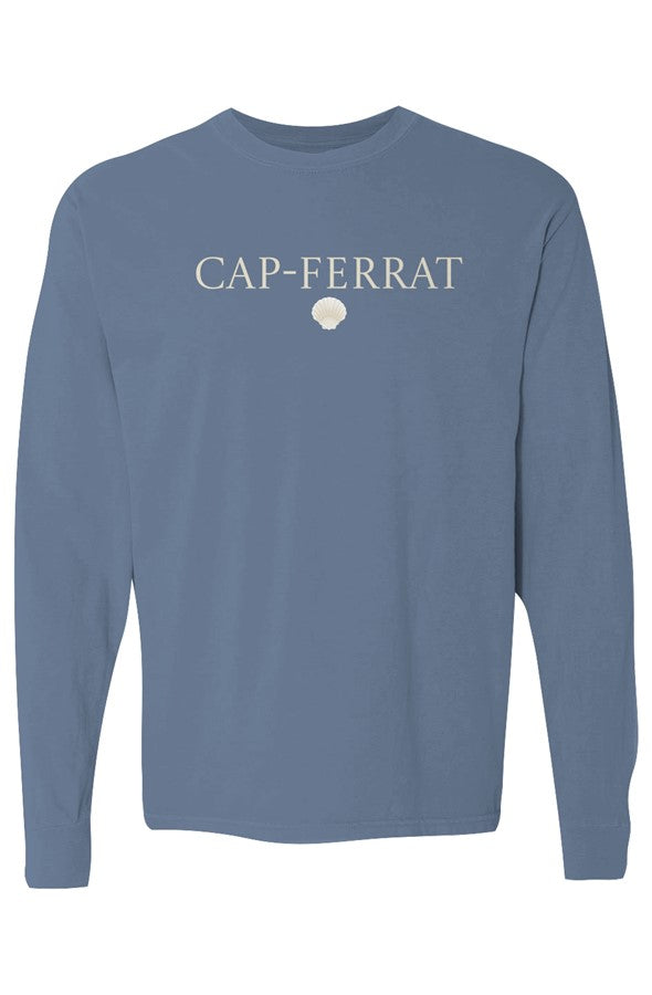 Cap-Ferrat Cream Shell Long-Sleeve in Blue Jean