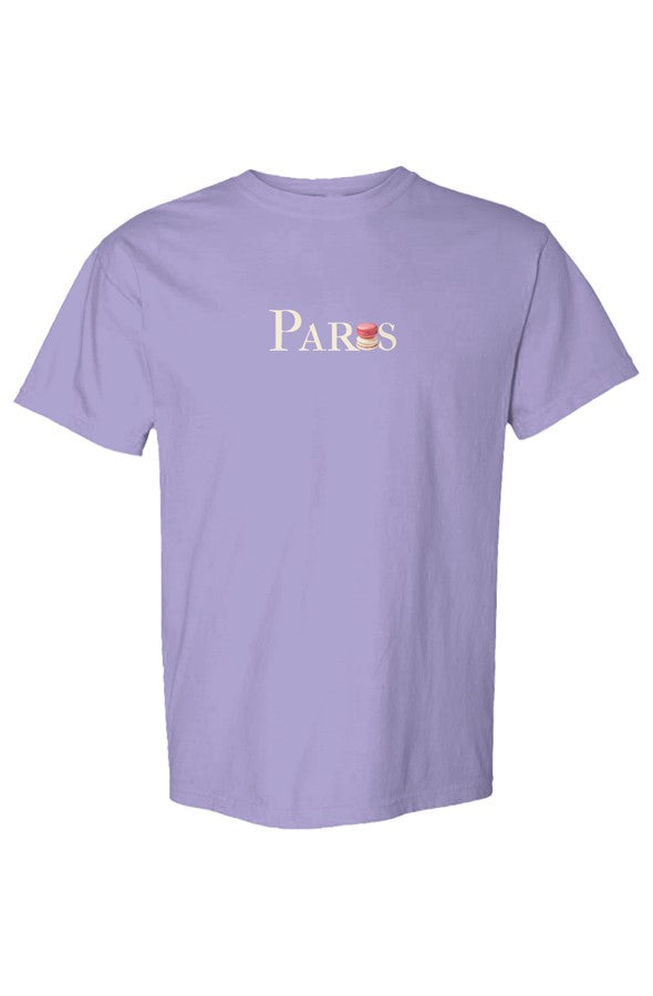 Paris Cream with Pink & Cream Macarons T-Shirt in Violet