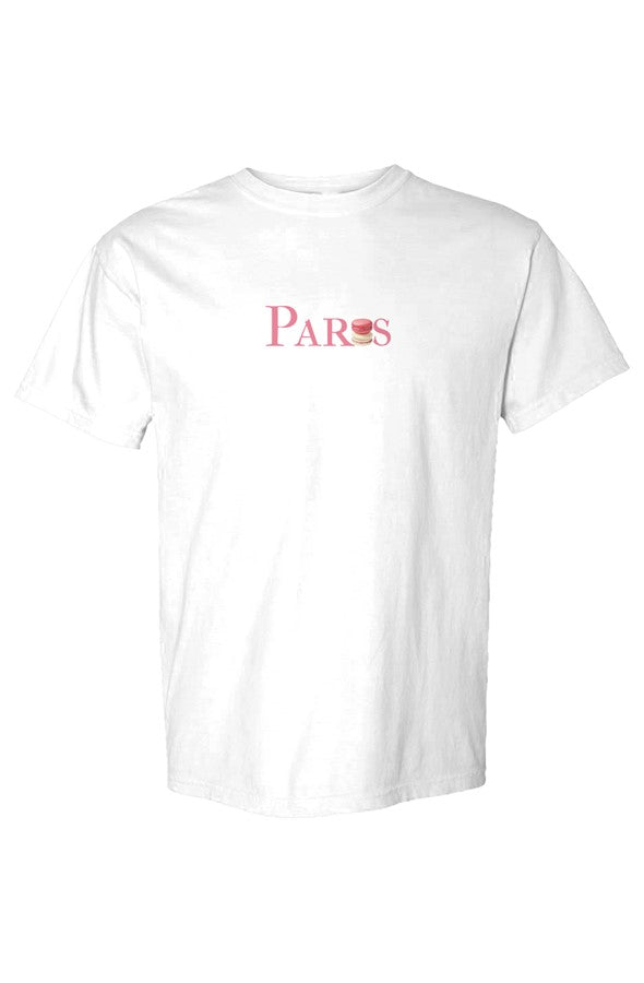 Paris Pink with Red & Cream Macarons T-Shirt in White