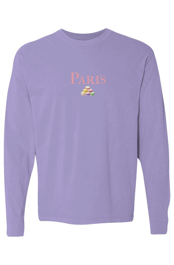 Paris Pink Macarons Pile Long-Sleeve in Violet