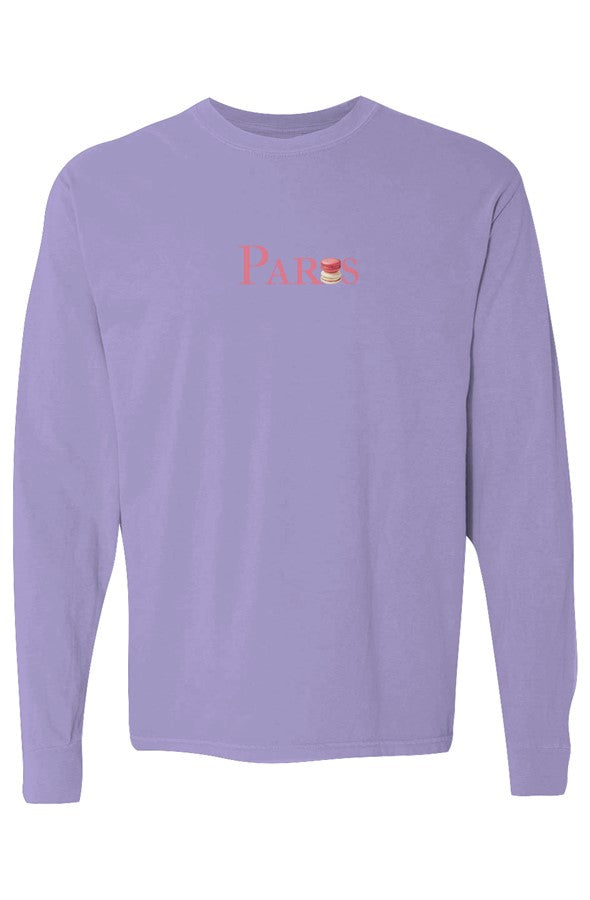 Paris Pink with Red & Cream Macarons Long-Sleeve in Violet