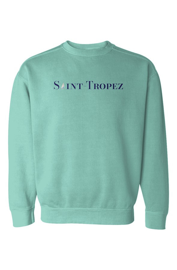 Saint-Tropez Navy Sailboat Sweatshirt in Chalky Mint