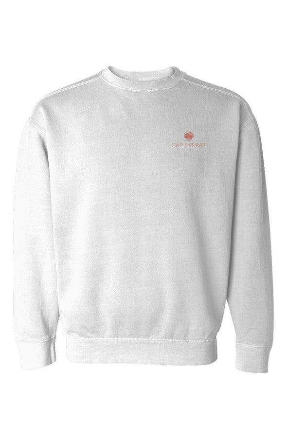 Cap-Ferrat Pink Left Embroidered Sweatshirt in White