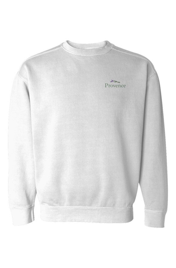 Provence Lavender Left Embroidered Sweatshirt in White