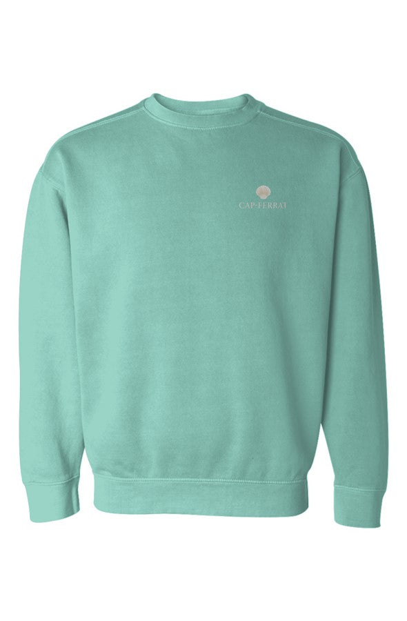 Cap-Ferrat Cream Left Embroidered Sweatshirt in Chalky Mint