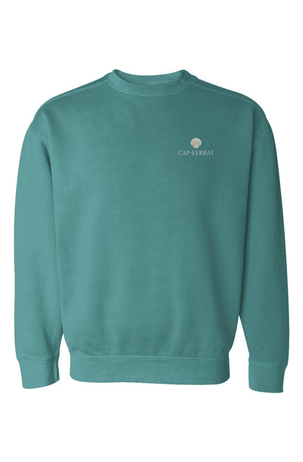 Cap-Ferrat Cream Left Embroidered Sweatshirt in Seafoam