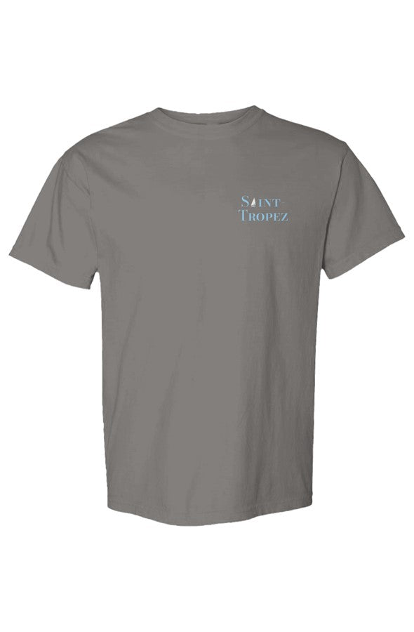 Saint-Tropez Blue Left Embroidered T-Shirt in Pepper