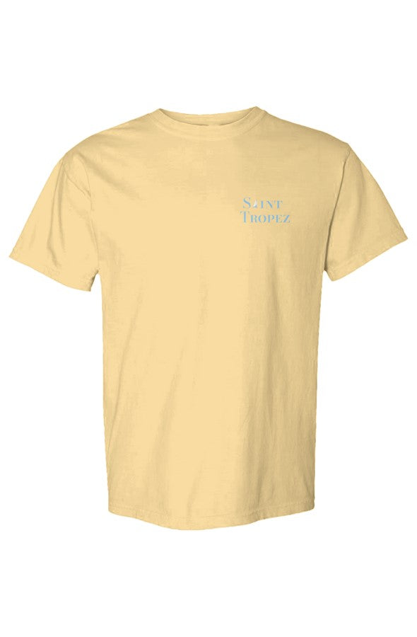 Saint-Tropez Blue Left Embroidered T-Shirt in Butter
