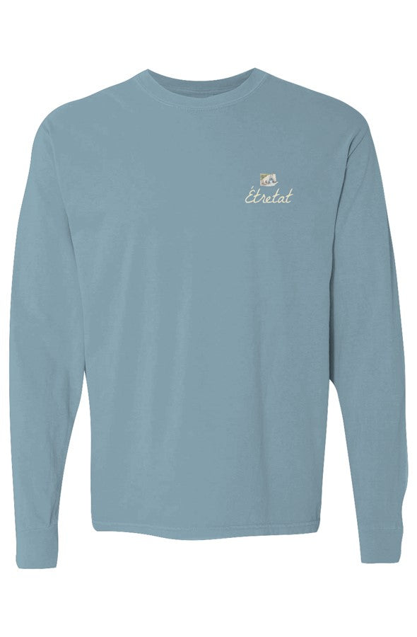 Étretat Cliffs Left Embroidered Long-Sleeve in Ice Blue