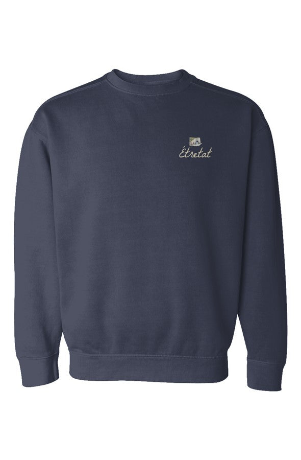 Étretat Cliffs Left Embroidered Sweatshirt in Denim