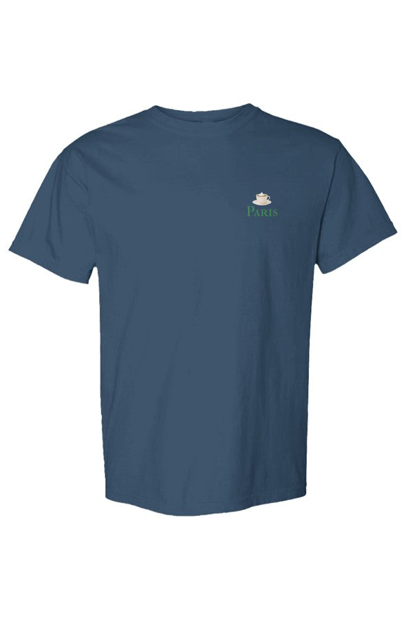 Paris Hot Chocolate Left Embroidered T-Shirt in Midnight