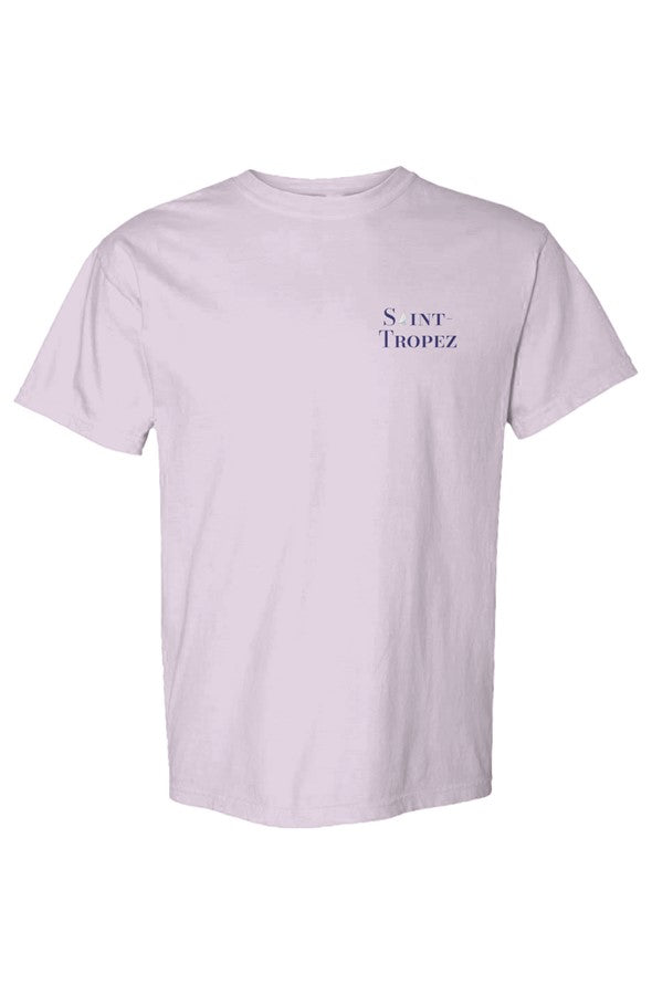 Saint-Tropez Navy Left Embroidered T-Shirt in Orchid