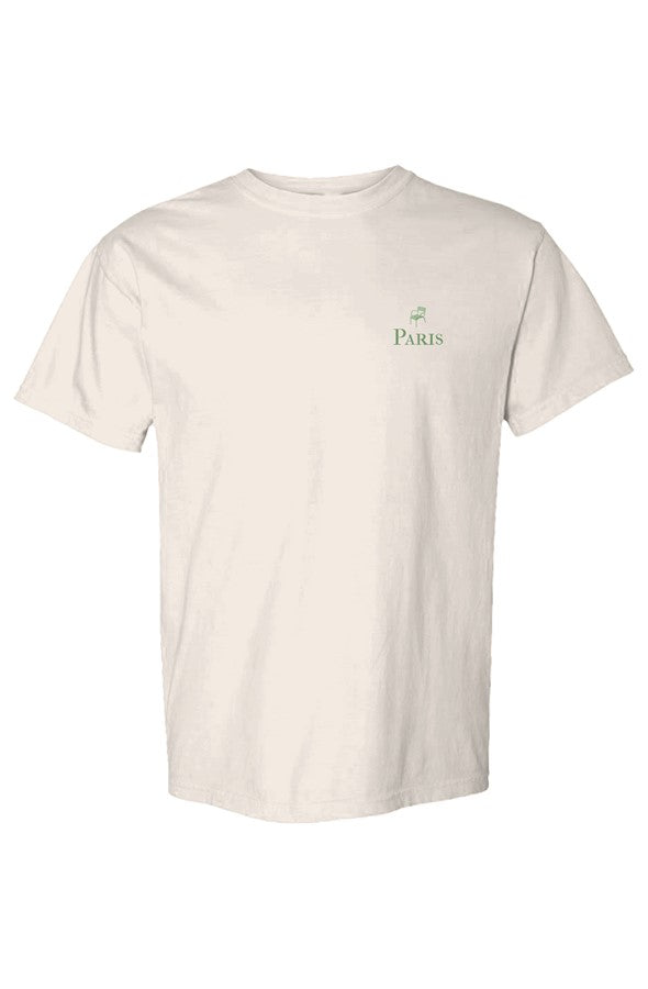 Paris Green Chair Left Embroidered T-Shirt in Ivory