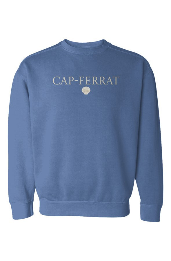 Cap-Ferrat Cream Shell Embroidered Sweatshirt in Flo Blue