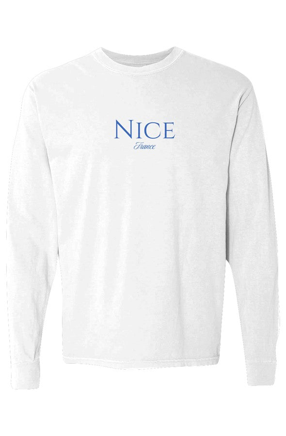 Nice Blue Long-Sleeve in White