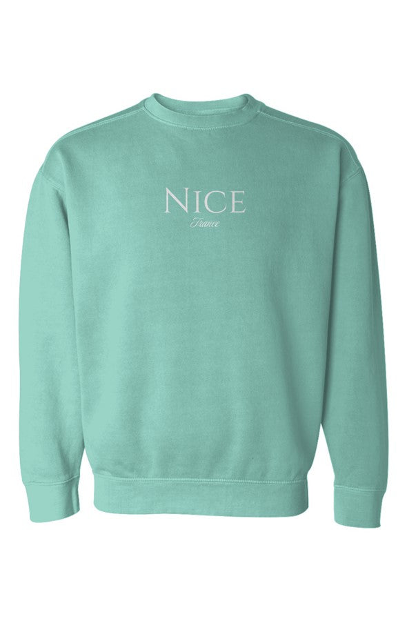 Nice White Embroidered Sweatshirt in Chalky Mint
