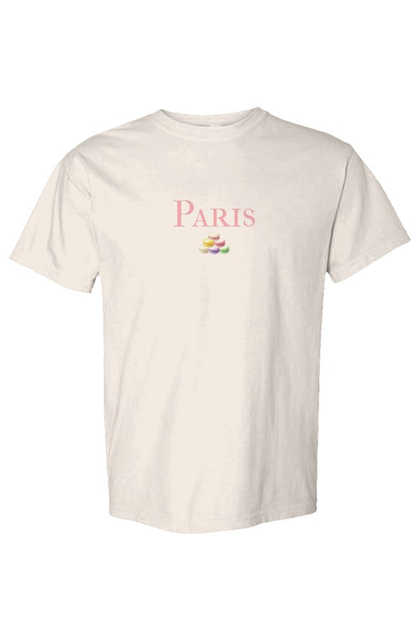 Paris Pink Macarons Pile T-Shirt in Ivory
