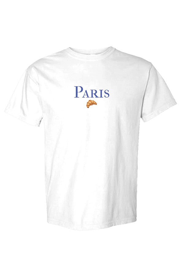 Paris Navy Croissant T-Shirt in White