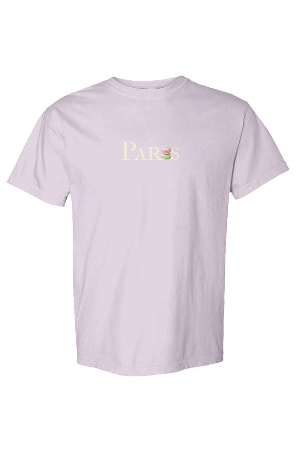 Paris Cream with Pink & Green Macarons T-Shirt in Orchid