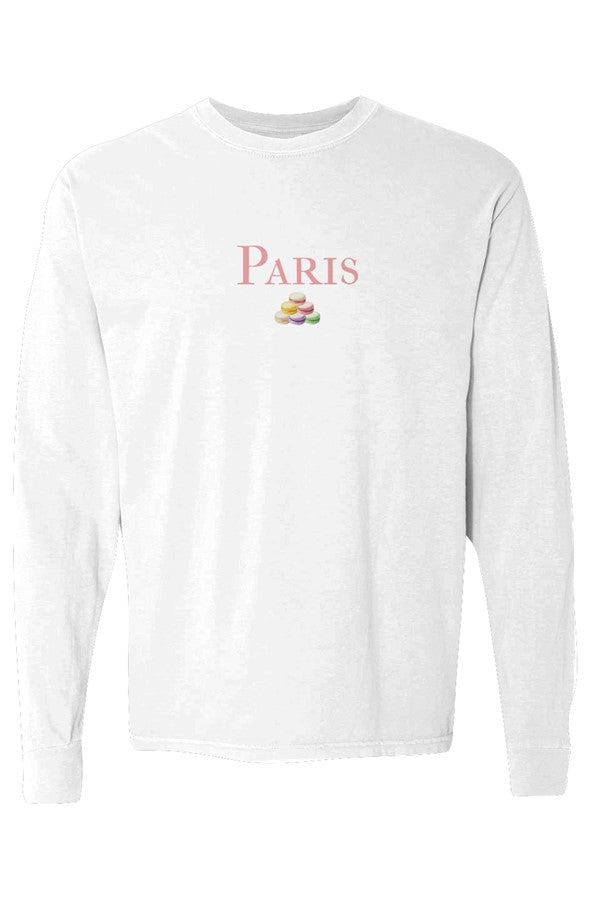Paris Pink Macarons Pile Long-Sleeve in White