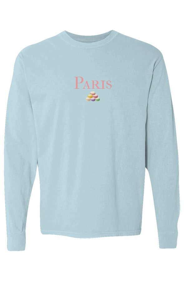 Paris Pink Macarons Pile Long-Sleeve in Chambray