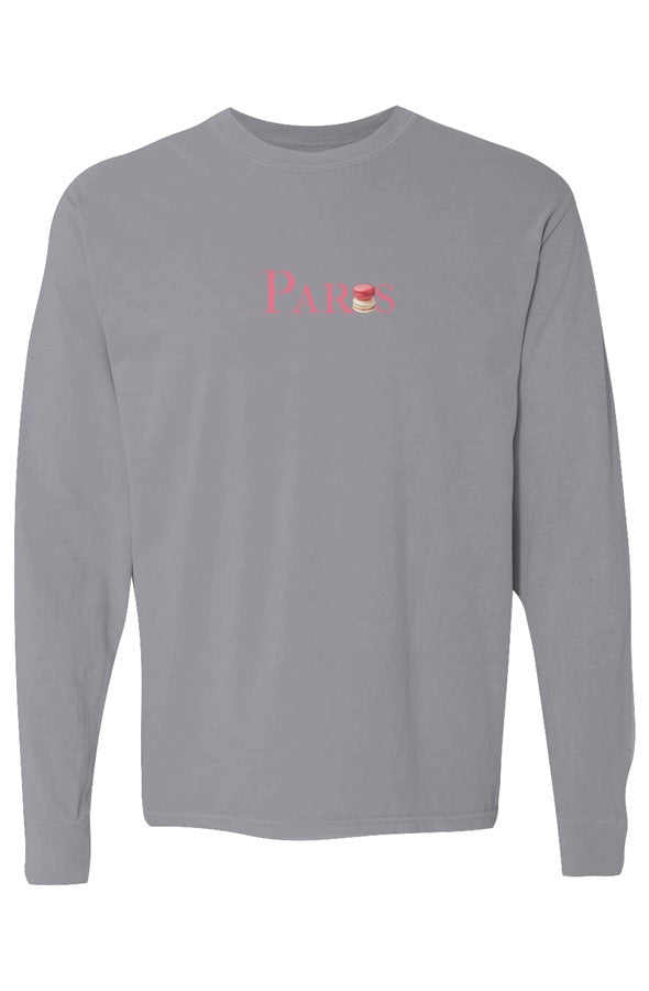 Paris Pink with Red & Cream Macarons Long-Sleeve in Granite