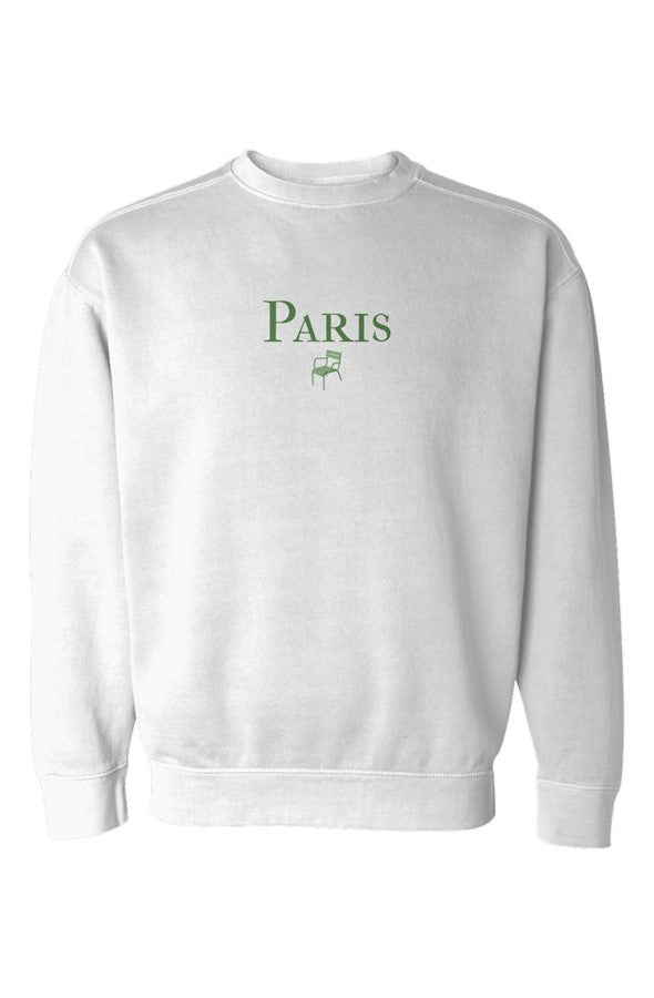 Paris Green Chair Sweatshirt in White