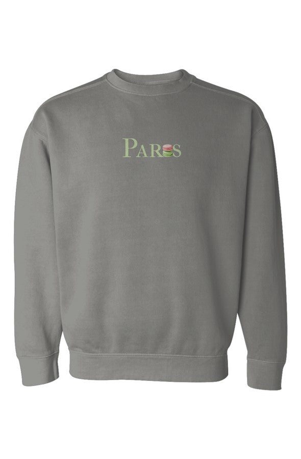 Paris Green with Pink & Green Macarons Sweatshirt in Grey