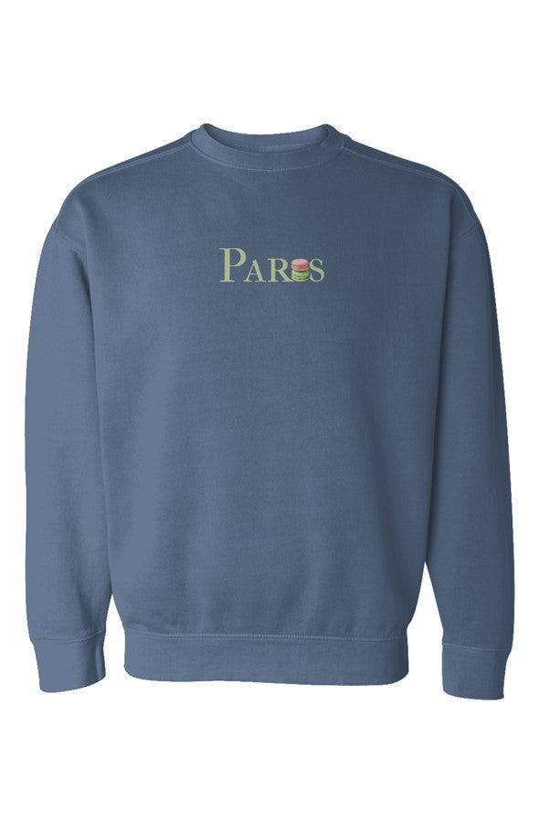 Paris Green with Pink & Green Macarons Sweatshirt in Blue Jean