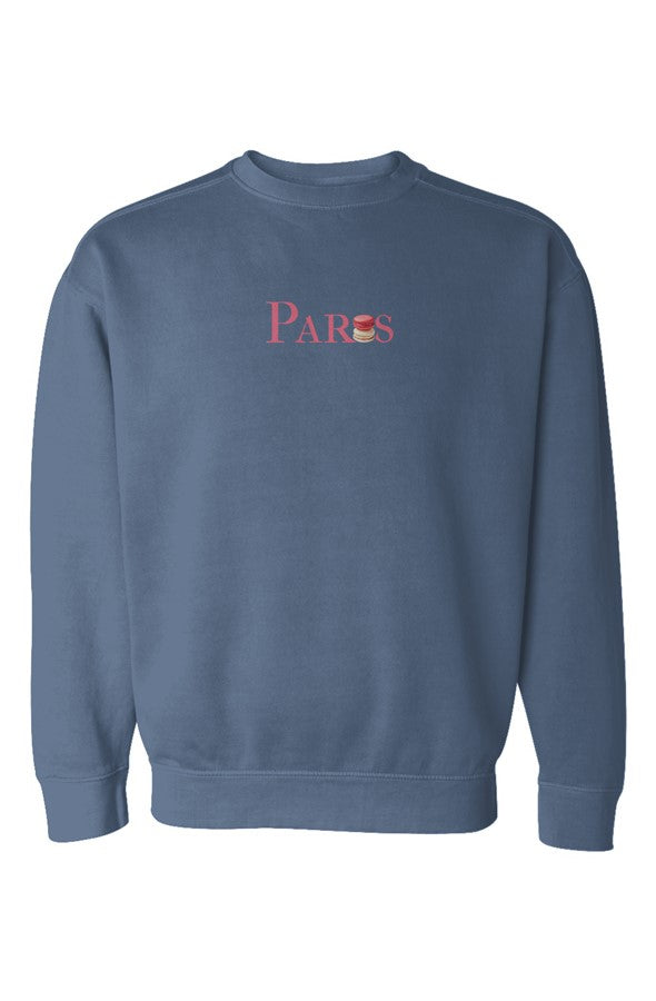 Paris Pink with Red & Cream Macarons Sweatshirt in Blue Jean