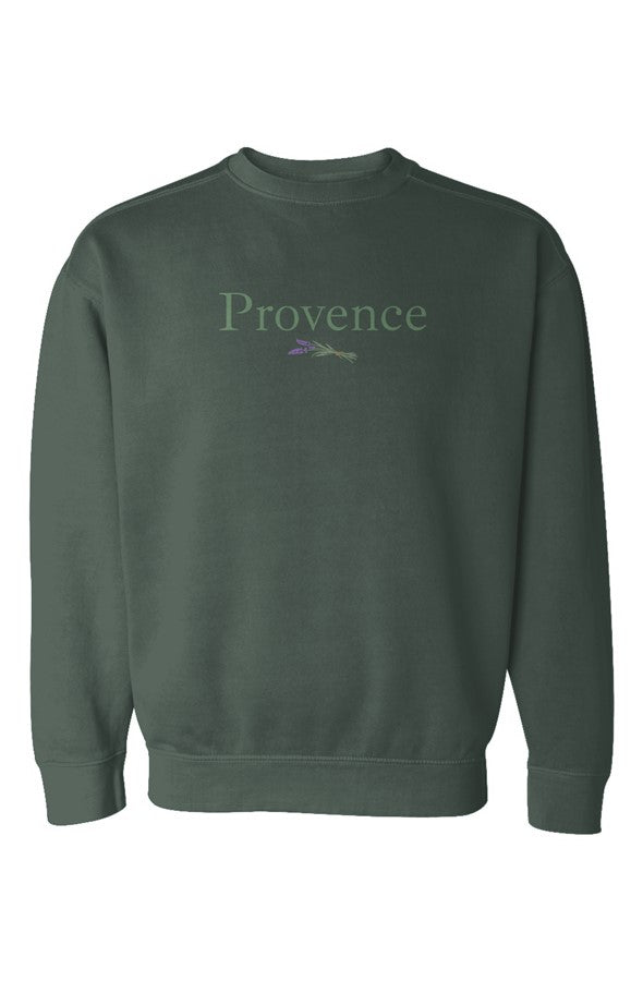 Provence Green Lavender Embroidered Sweatshirt in Blue Spruce