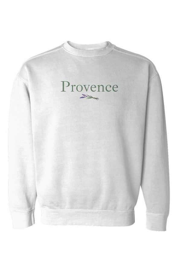 Provence Green Lavender Embroidered Sweatshirt in White