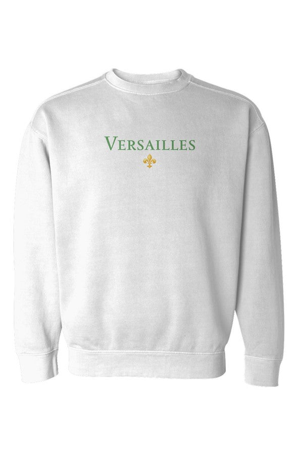 Versailles Green & Gold Fleur De Lis Sweatshirt in White