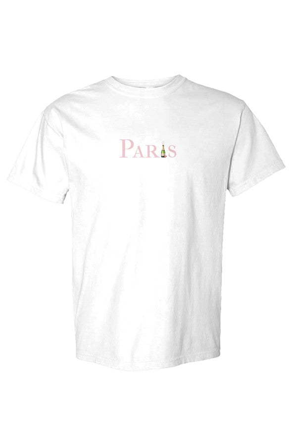 Paris Pink Popped Bottle T-Shirt in White