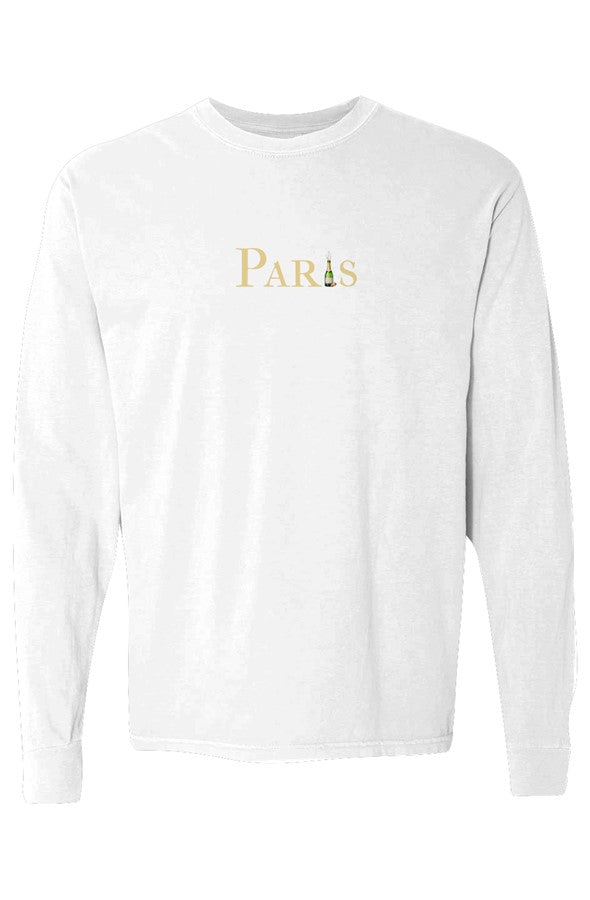 Paris Gold Popped Bottle Long-Sleeve in White