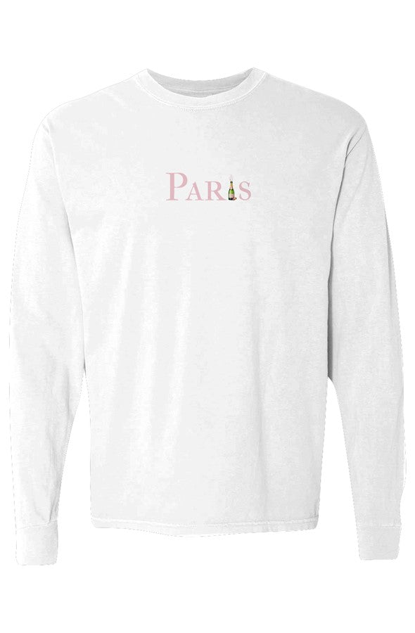 Paris Pink Popped Bottle Long-Sleeve in White