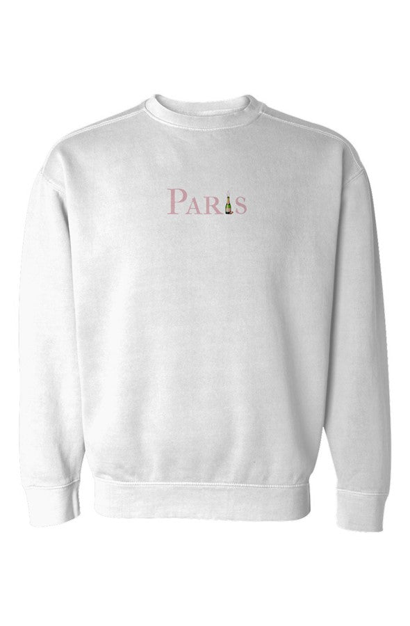 Paris Pink Popped Bottle Sweatshirt in White
