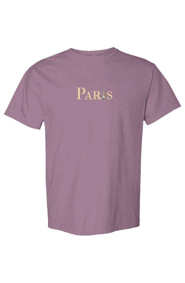 Paris Gold Popped Bottle T-Shirt in Wine