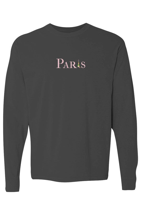 Paris Pink Popped Bottle Long-Sleeve in Black