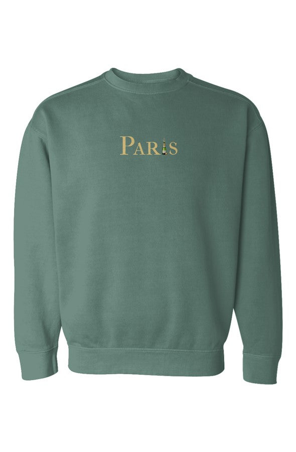 Paris Gold Popped Bottle Sweatshirt in Light Green