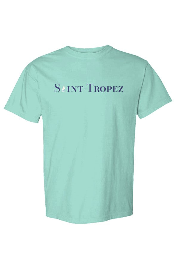 Saint-Tropez Navy Sailboat T-Shirt in Chalky Mint