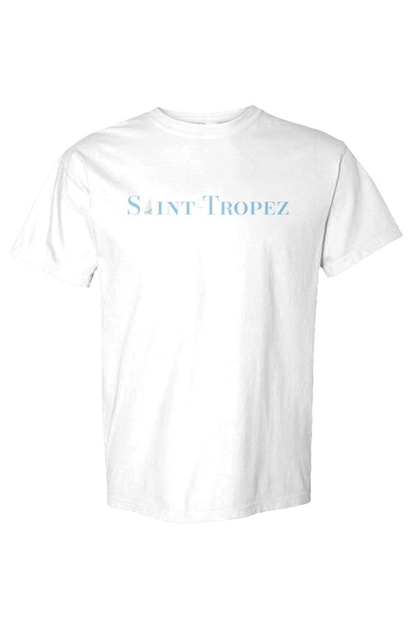 Saint-Tropez Light Blue Sailboat T-Shirt in White