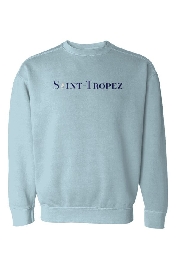 Saint-Tropez Navy Sailboat Embroidered Sweatshirt in Chambray
