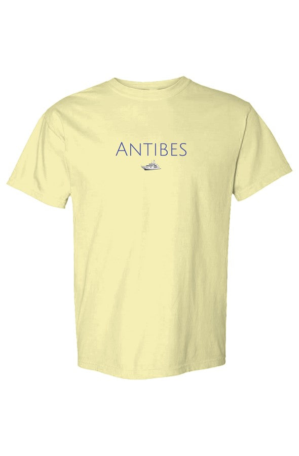 Antibes Navy Yacht T-Shirt in Neon Lemon