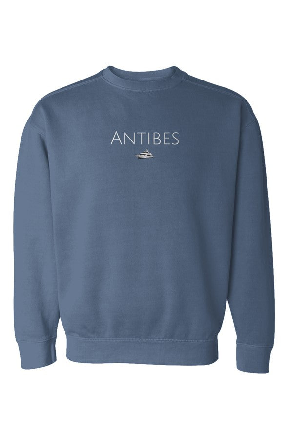 Antibes White Yacht Sweatshirt in Blue Jean