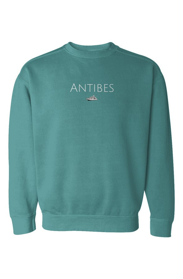Antibes White Yacht Sweatshirt in Seafoam