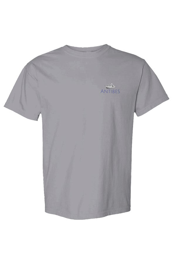 Antibes Navy Yacht Left Embroidered T-Shirt in Granite