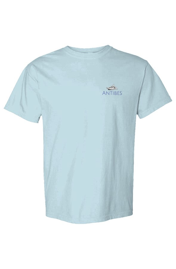 Antibes Navy Yacht Left Embroidered T-Shirt in Chambray