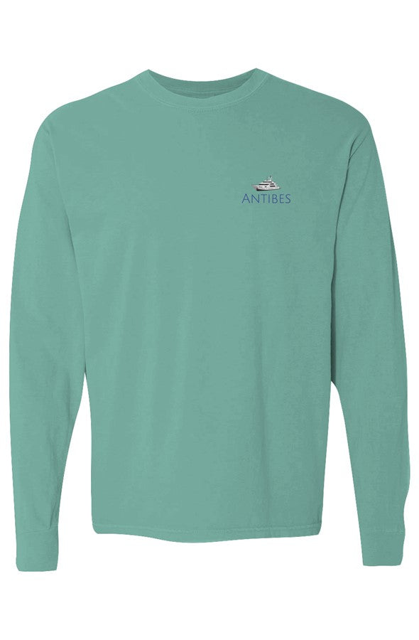 Antibes Navy Yacht Left Embroidered Long-Sleeve in Island Reef