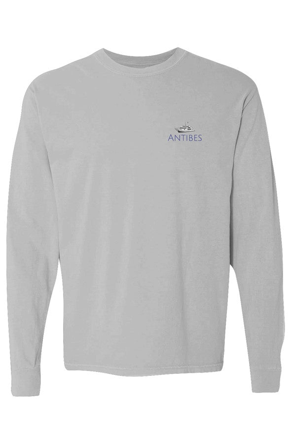 Antibes Navy Yacht Left Embroidered Long-Sleeve in Grey